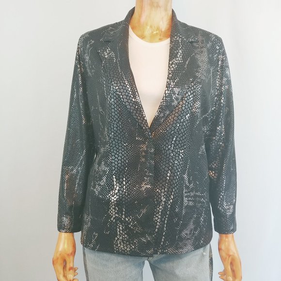 Misook Jackets & Blazers - MISOOK | black/silver python print shimmer jacket
